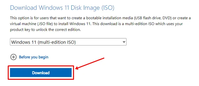 Windows 11 ISO 디스크 이미지 다운로드