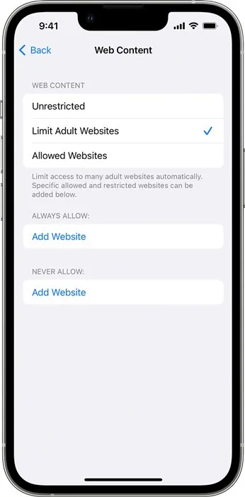 Cómo bloquear sitios web para adultos en mi iPhone