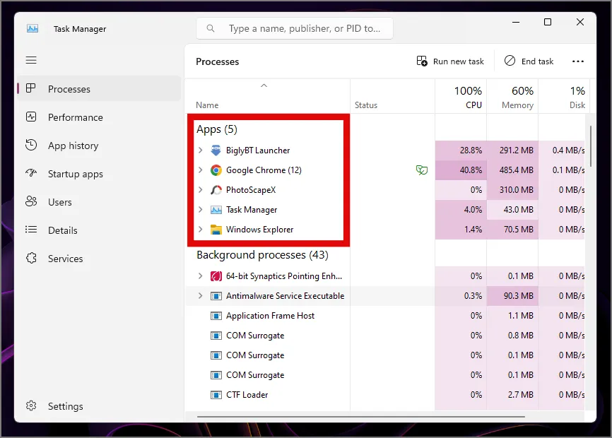 Visas operētājsistēmas Windows lietotāju lietotnes