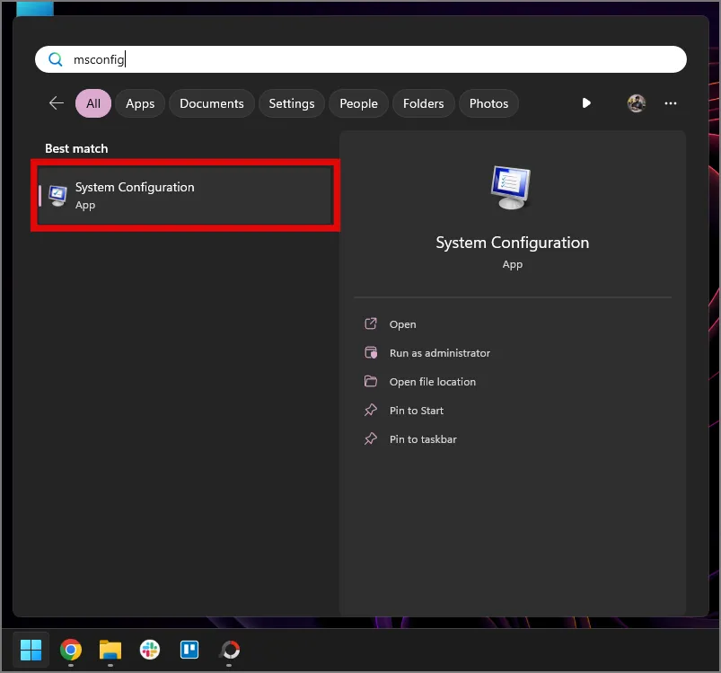 ouverture de la configuration du système sous Windows