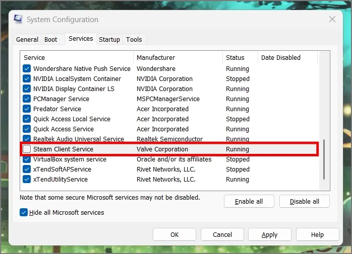 Deshabilitar el proceso en segundo plano a través de la configuración del sistema en Windows