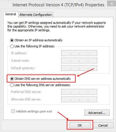 Obtenha o endereço do servidor DNS automaticamente