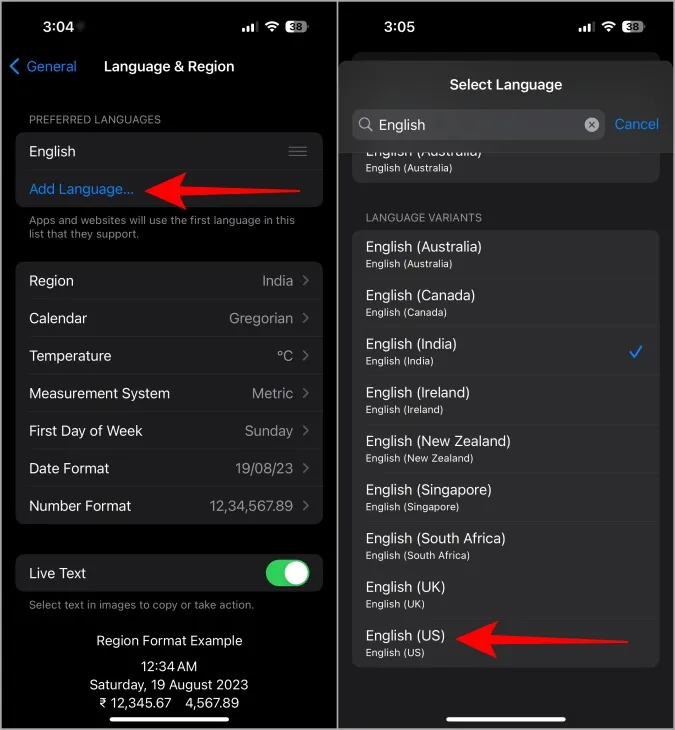 Configurar el inglés como idioma en iPhone