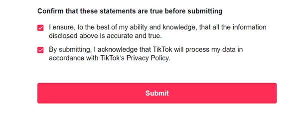 formulario de comentarios de tiktok enviar para contactar a tiktok