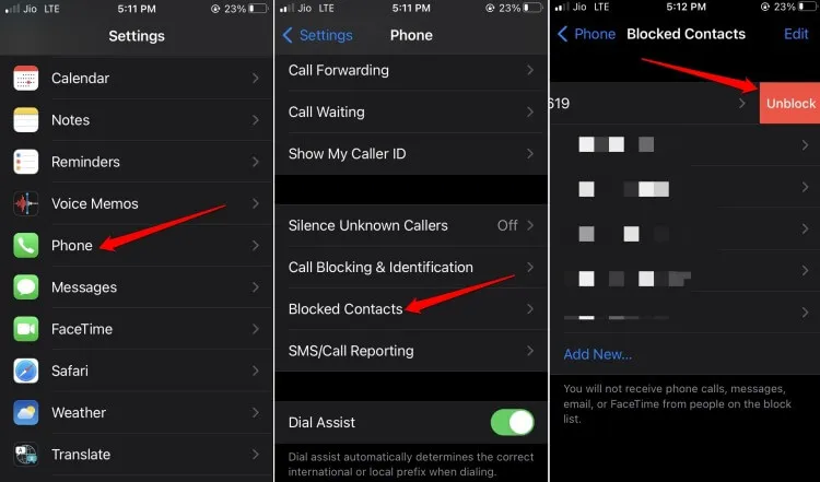 sbloccare i numeri su iPhone da Impostazioni