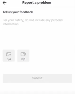 skriv problemet ditt for å kontakte tiktok