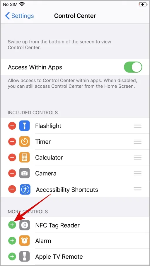 Přidejte NFC Reader do Control Center na iPhone