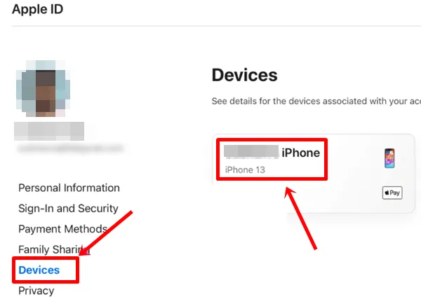 Apple ID – Dispositivos