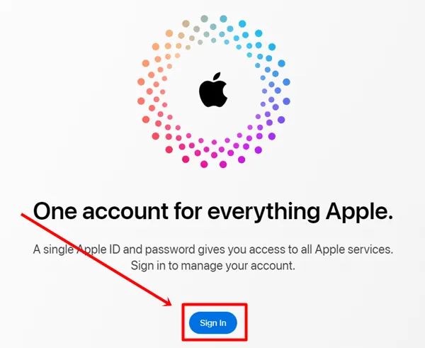 Apple ID – opção de login