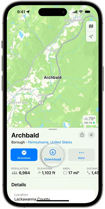 Descargar mapas para usarlos sin conexión en Apple Maps