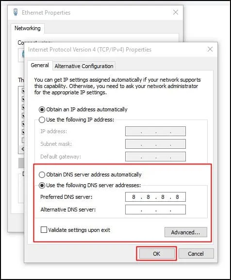 Modifica le impostazioni DNS