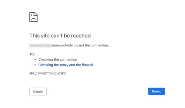 Cómo solucionar el error ERR_CONNECTION_CLOSED en Chrome (9 métodos)