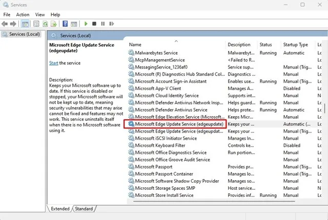 Услуга за актуализиране на Microsoft Edge