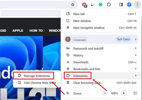 Vai alle estensioni di Chrome