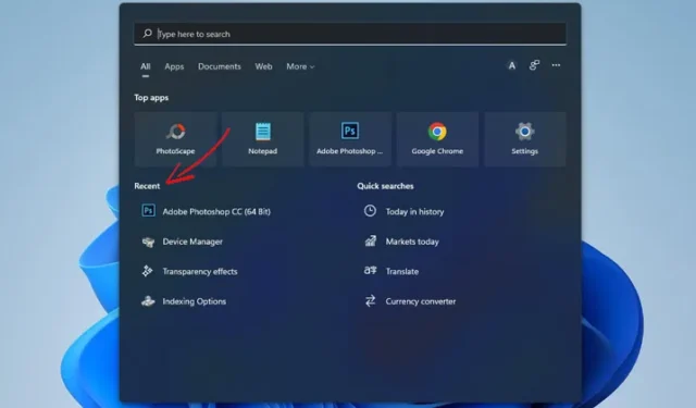 Come disattivare le ricerche recenti su Windows 11