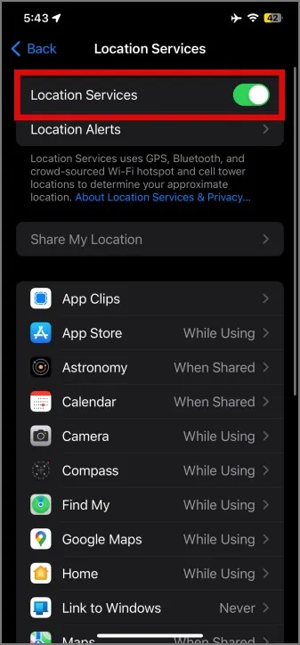 slå av plasseringstjenester på iPhone