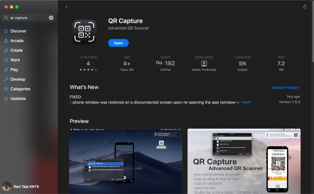 Installer QR Capture