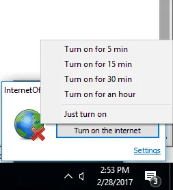 Internet désactivé