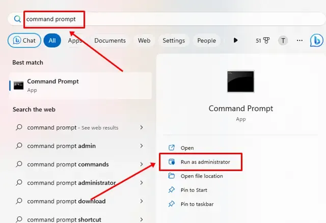 Pressione a tecla Windows e digite prompt de comando