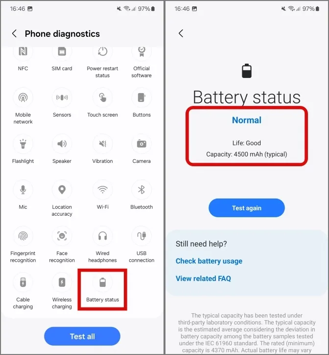 De batterijstatus van Samsung Galaxy-telefoons controleren met de Samsung Members-app