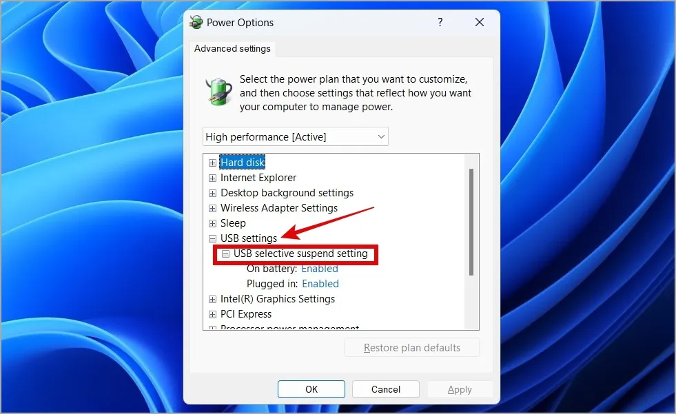 Configurações USB no Windows 11