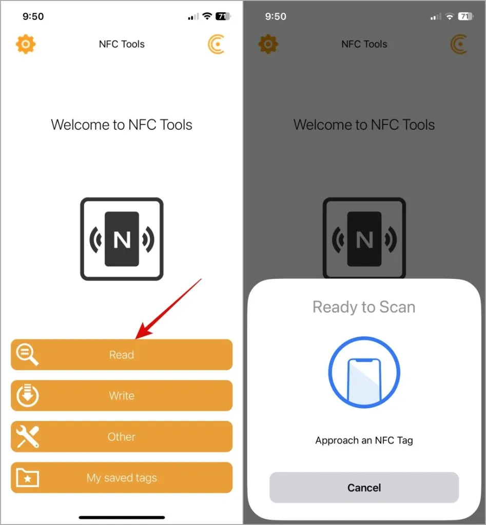 Use um aplicativo de terceiros para ler a etiqueta NFC no iPhone