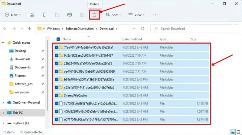 Brug Windows File Explorer til at slette ventende Windows-opdateringer