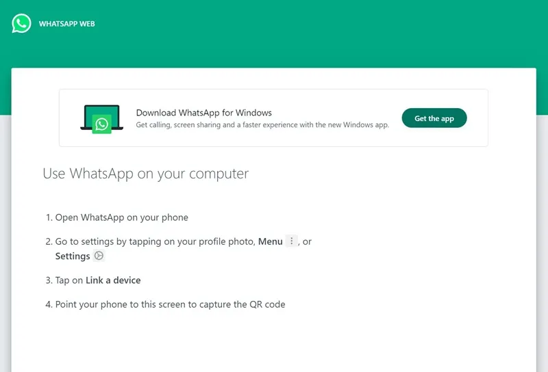 Kokeile WhatsApp Web -versiota