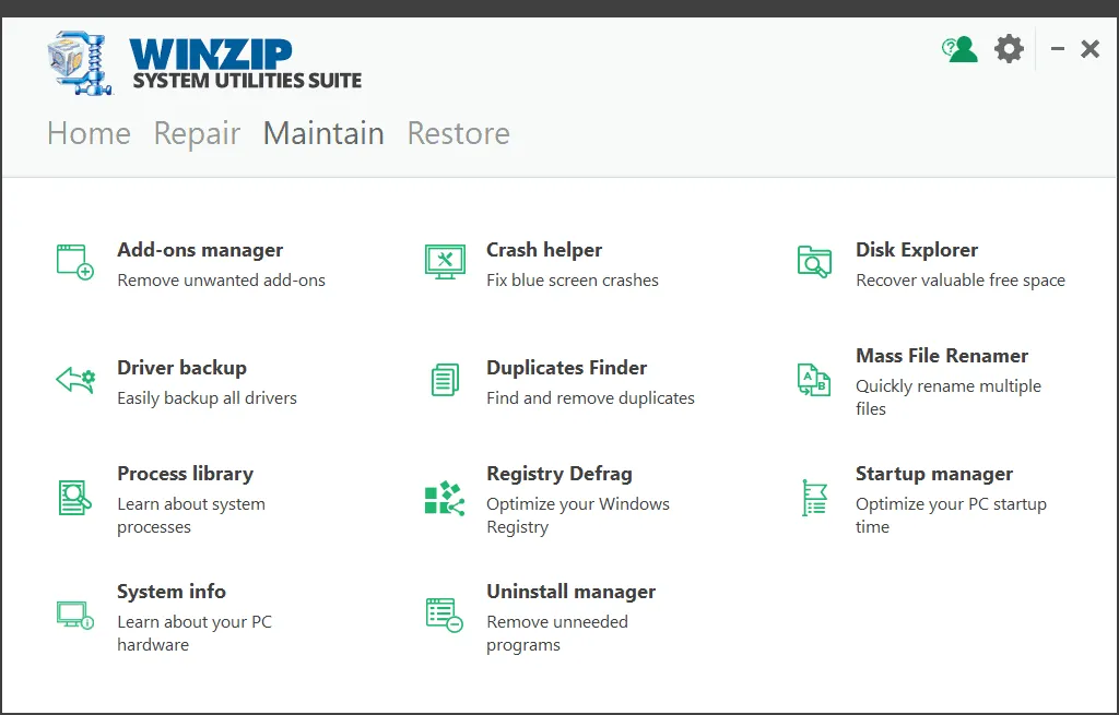 Conjunto de utilitários de sistema WinZip