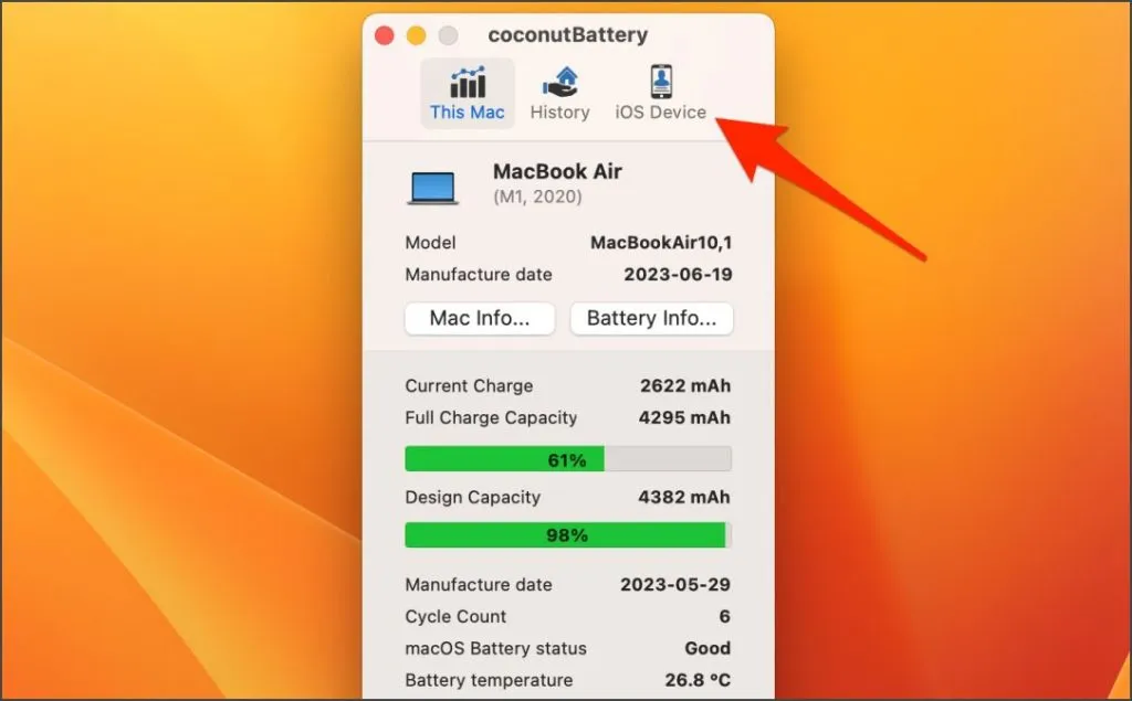 Coconutbattery auf dem Mac