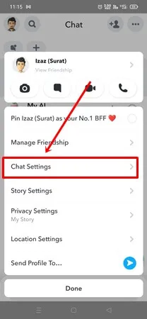 Configuración de chat en Snapchat