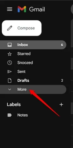 haga clic en Más bandeja de entrada de Gmail