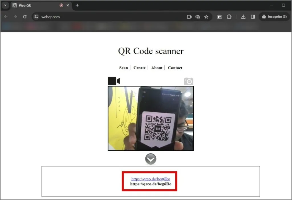 norādiet QR kodu rāmī