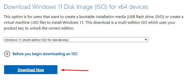 Laden Sie das Windows 11-Disk-Image (ISO) herunter.