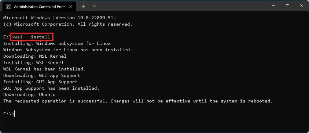 wsl –installer