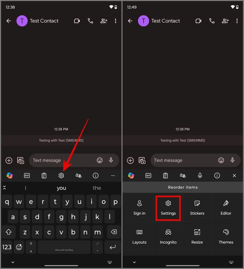 Piekļūstiet iestatījumiem no rīkjoslas (SwiftKey)