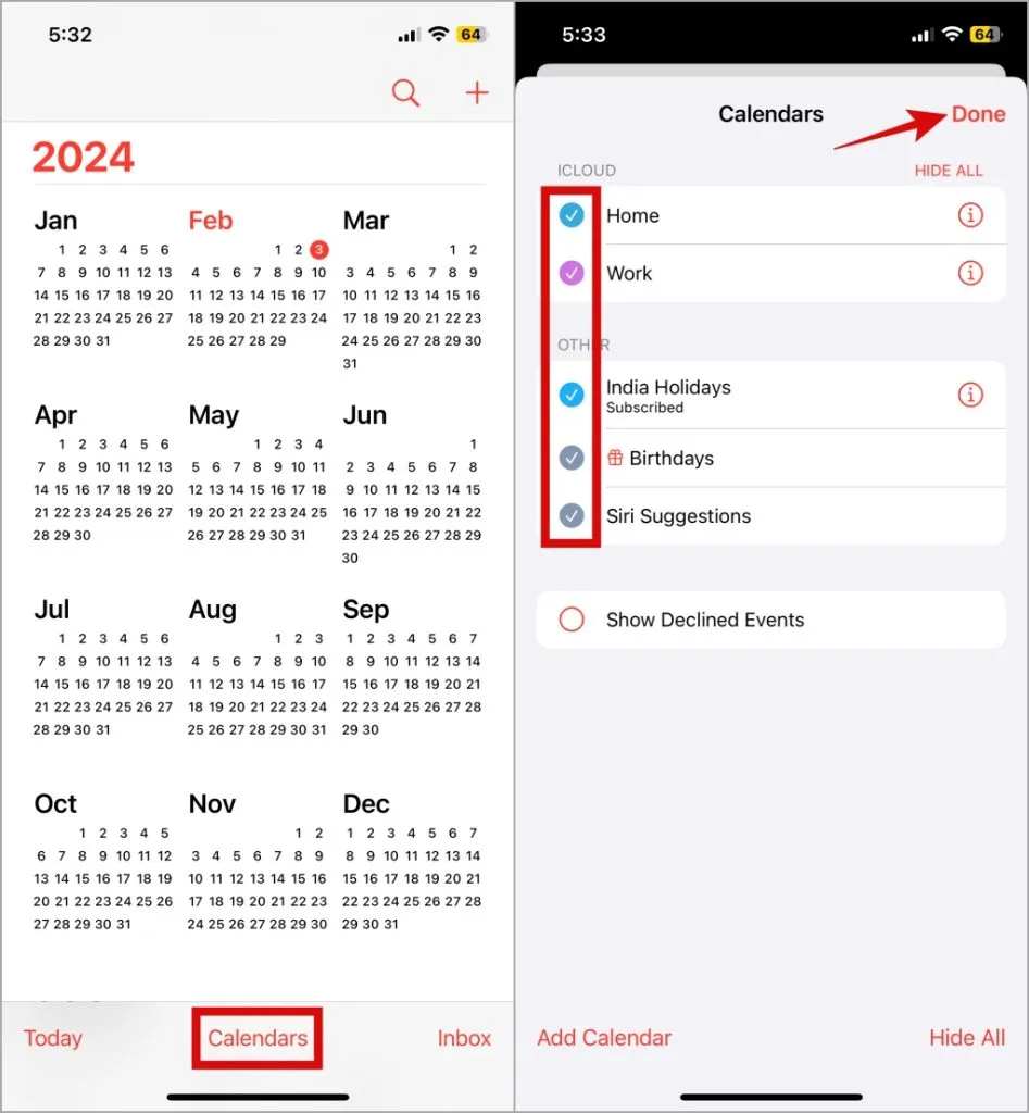 Configuración del calendario de Apple en un iPhone