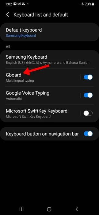 Настройки Gboard