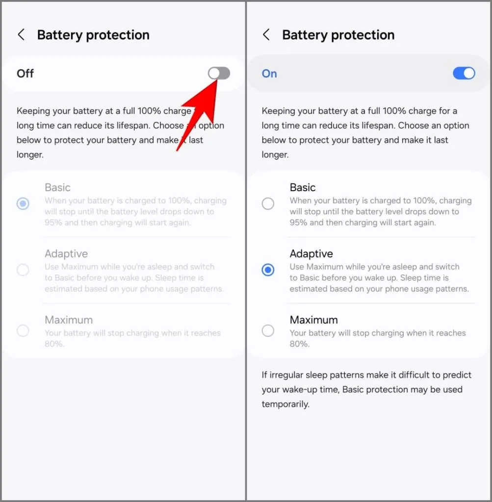 Batterijbeschermingsfunctie in de Samsung Galaxy S24 met OneUI 6.1