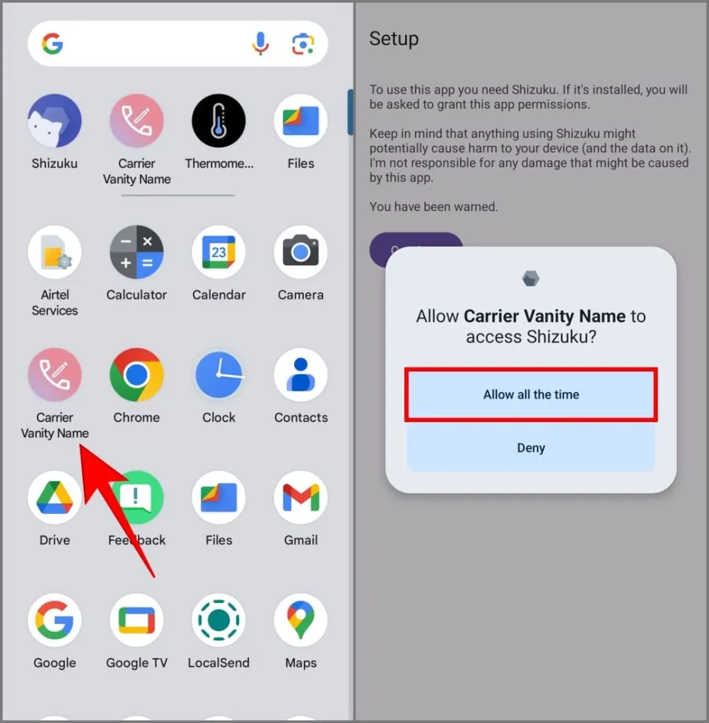 Application Carrier Vanity sur Pixel 8 Pro