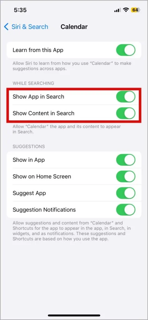 Configure el iPhone para mostrar eventos del calendario en la búsqueda de Siri