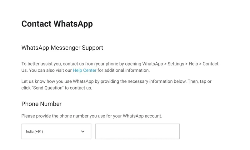 Kontaktieren Sie den WhatsApp-Support