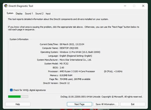 Diagnostisch hulpprogramma voor DirectX