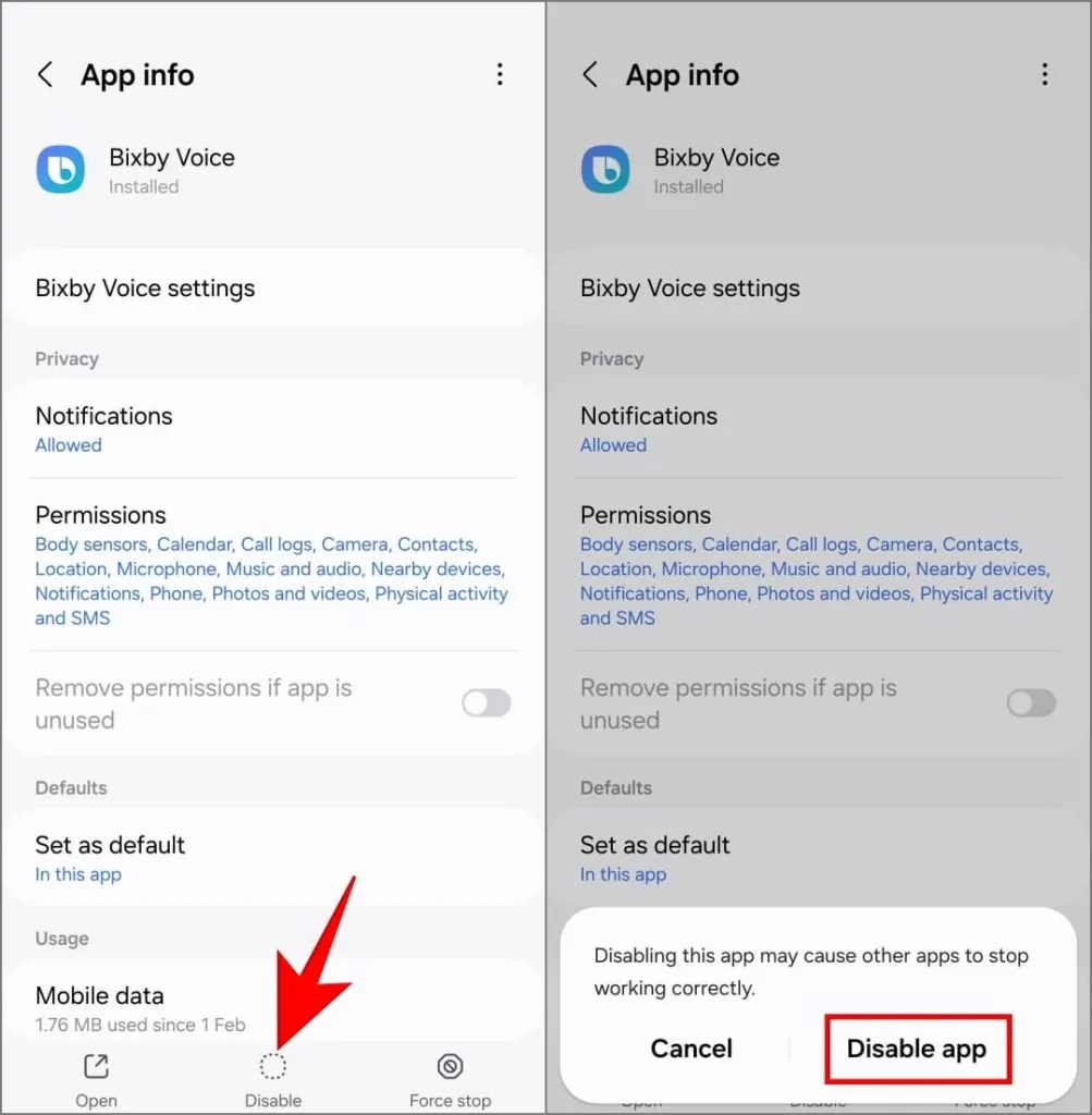 Samsung Galaxy 휴대폰에서 Bixby Voice 앱 비활성화