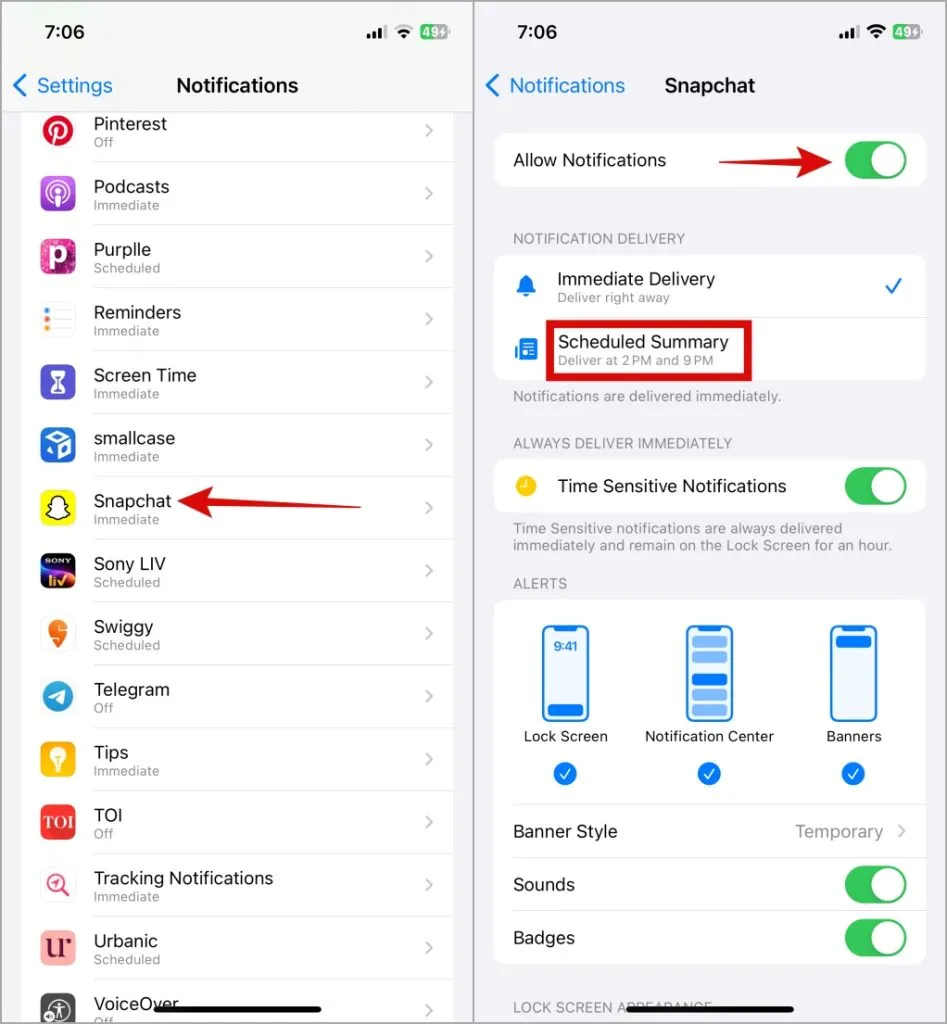 Deshabilitar notificaciones para la aplicación en iPhone