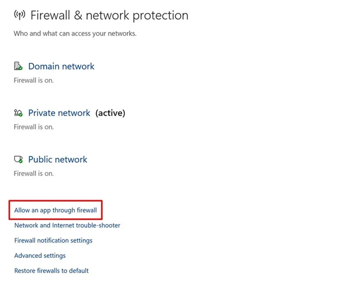 Permitir um aplicativo através do firewall