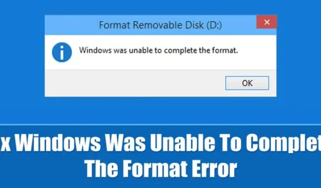 Comment réparer Windows n’a pas pu terminer l’erreur de formatage