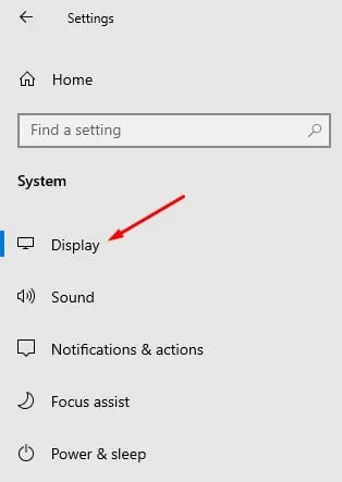 щракнете върху секцията „Дисплей“.