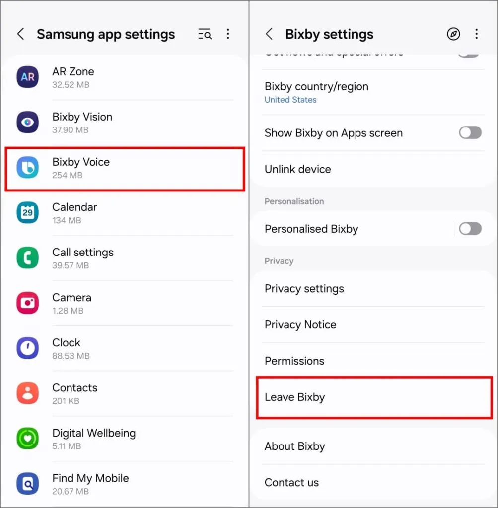 Deixe a opção Bixby nas configurações Bixby no telefone Samsung Galaxy executando One UI 6.1