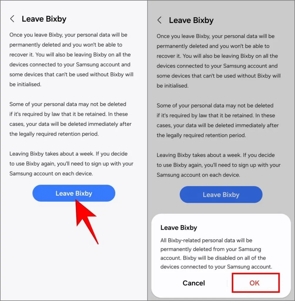 Deixe a opção Bixby nas configurações Bixby no telefone Samsung Galaxy executando One UI 6.1